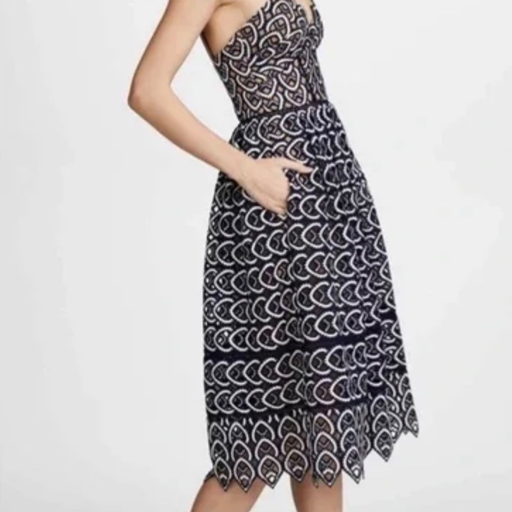 Self portrait azalea peacock lace midi dress 2 NWOT - Picture 3 of 4